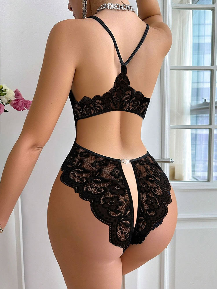 Heart's Flame Crotchless Teddy