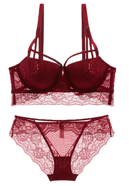 Sexy Lace Underwire Push Up Bra and Panty Soft Lingerie Set