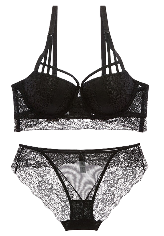 Sexy Lace Underwire Push Up Bra and Panty Soft Lingerie Set