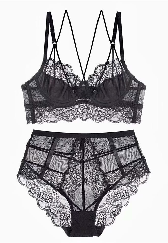 Lace Me Longline Bra Set