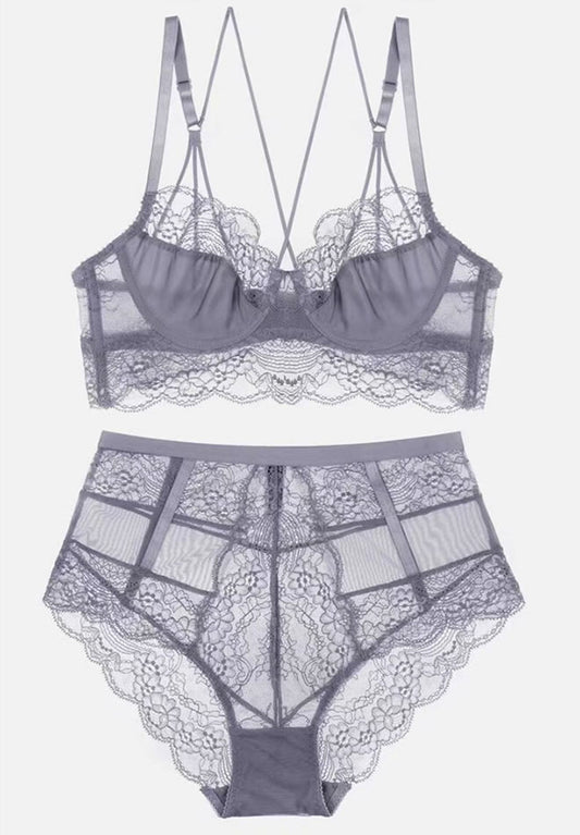 Lace Me Longline Bra Set