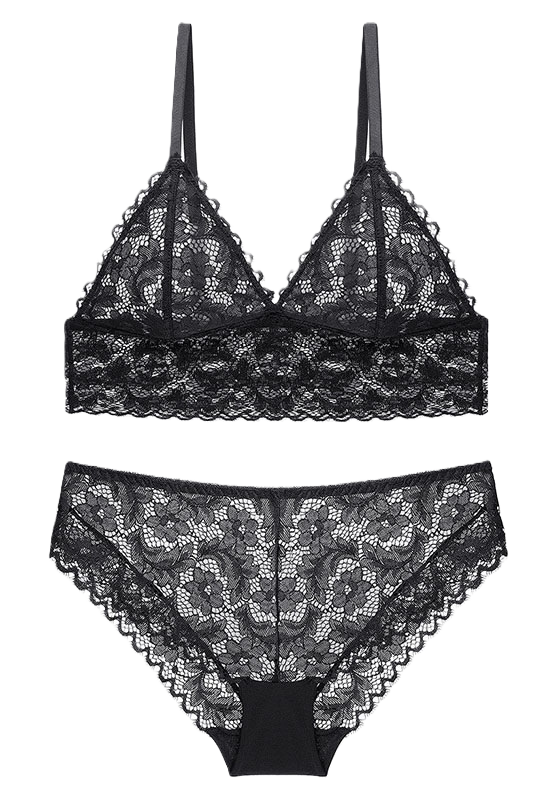 Sheer Lace Bralette Set