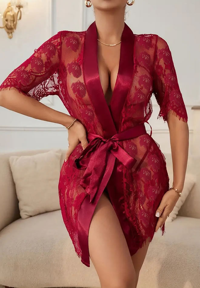 Special Lover Lace PJ Robe Set